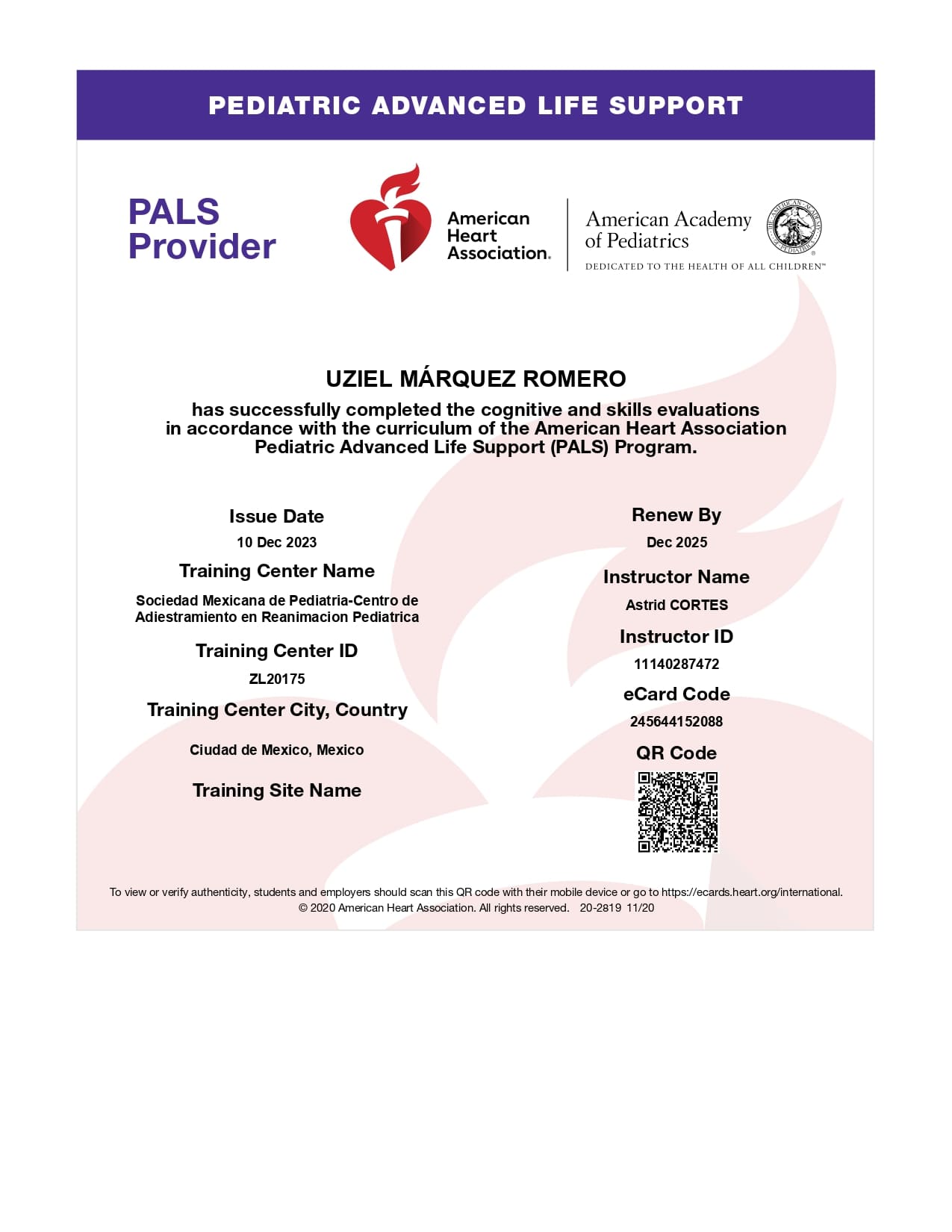 Student eCard PALS 2023